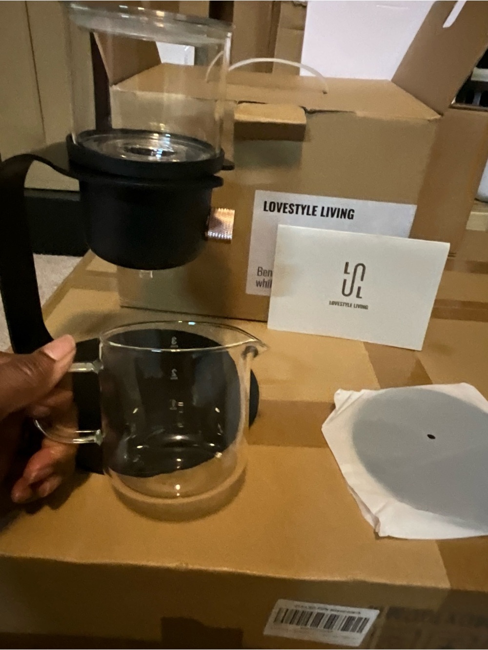 Black Glass Coffee Server with Handle